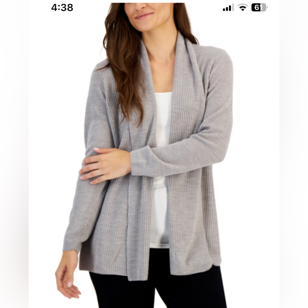 Macy's Smoke Grey Heather Shawl-Collar Cardigan size 2X 🌻🍃🍁🍂BC BAG 02